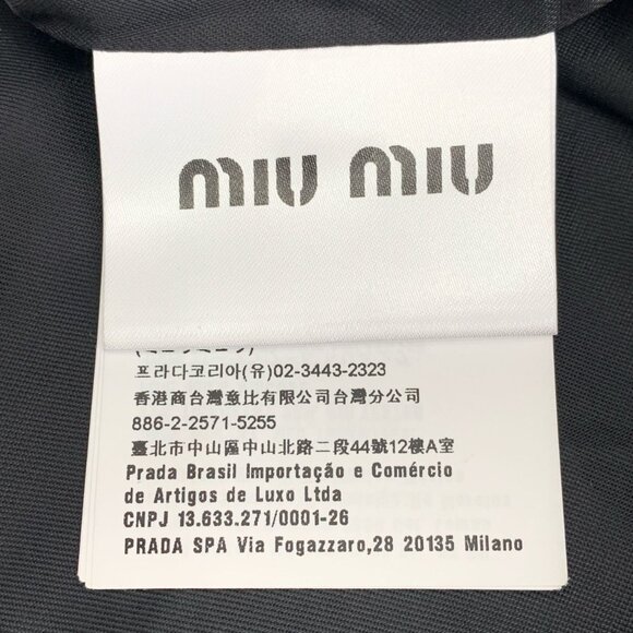 Miu Miu Womens Black & White Gingham Wool Jacket With Red Logo Patch Zip Front M - Picture 7 of 8